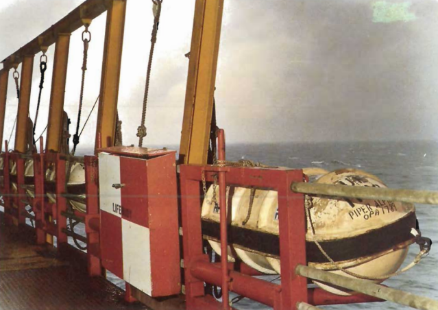 Piper Alpha - liferaft on its launching platform